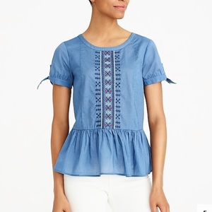 J.Crew Embroidered tie sleeve top Size 4